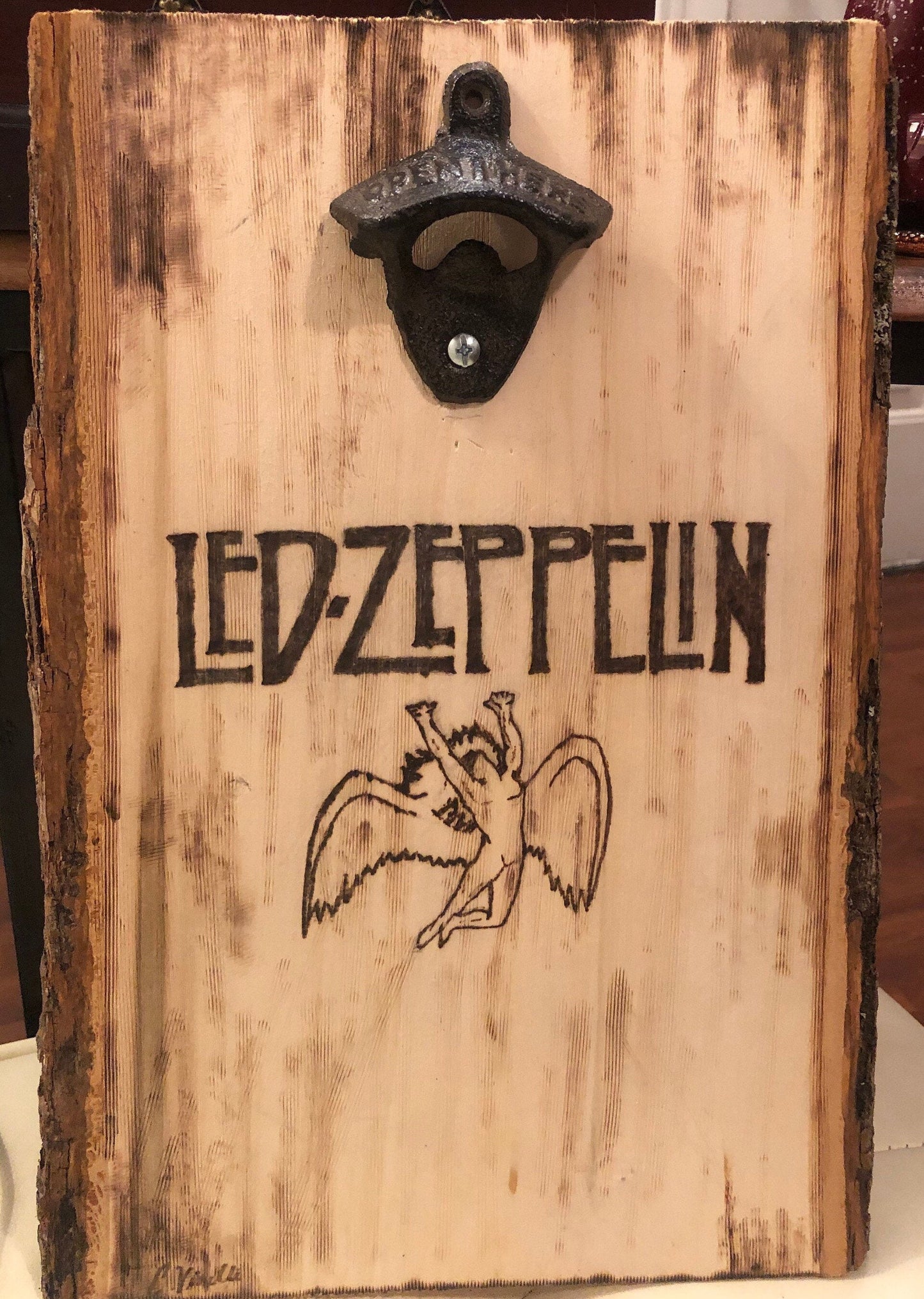 Wood Burned Cask Iron Beer Opener or Plaque (Custom Design)