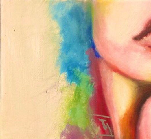 Smeared Black Ink-  Oil On Canvas Giclee Print 9”x12”