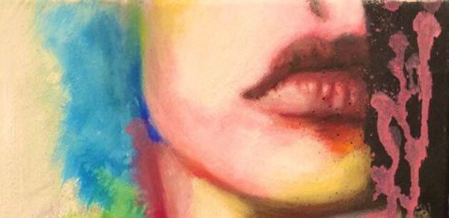 Smeared Black Ink-  Oil On Canvas Giclee Print 9”x12”