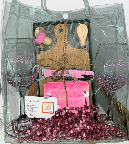 Charcuterie Board and Wine Glass Gift Set