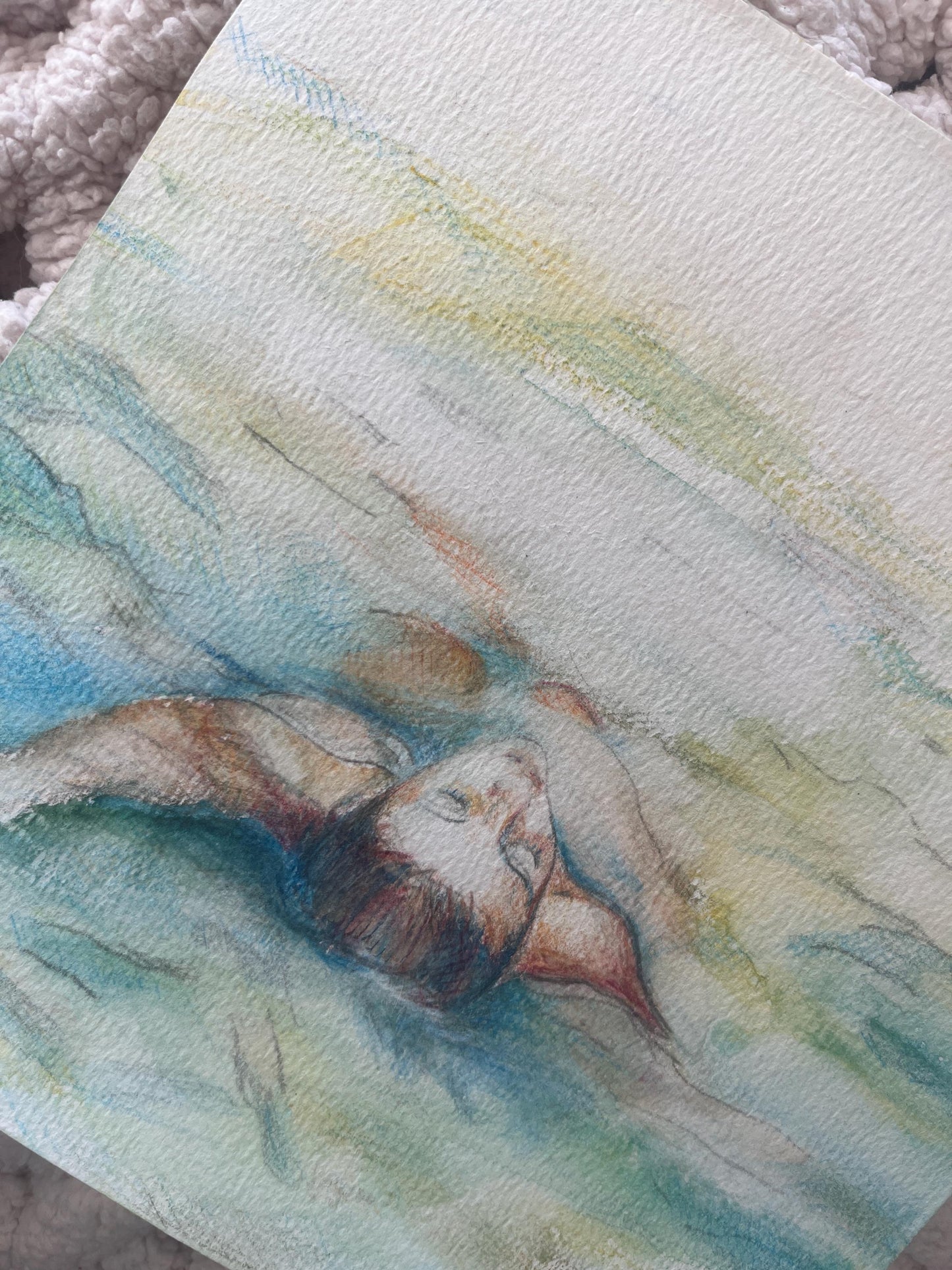 Floating in Blue Water Multimedia Print 16” x 16”